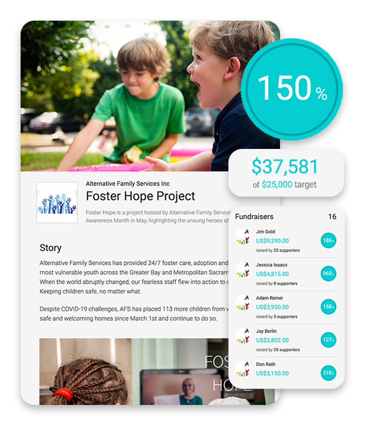 screenshot of JustGiving from Blackbaud